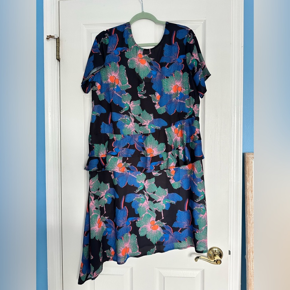 Floral Midi Dress - Blue and Green